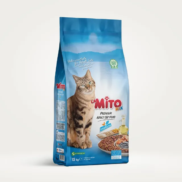 LaMito Mix Tavuklu ve Balıklı Renkli Taneli Yetişkin Kedi Maması 15 kg