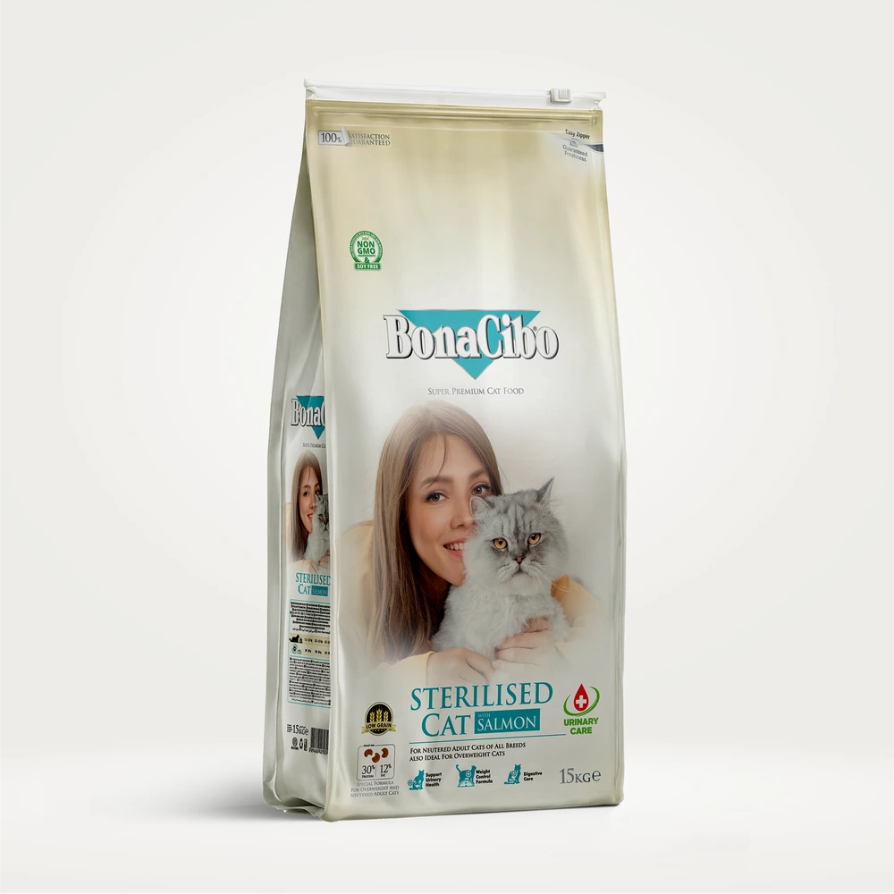 BonaCibo Somonlu Kısırlaştırılmış Kedi Maması 15 kg 
