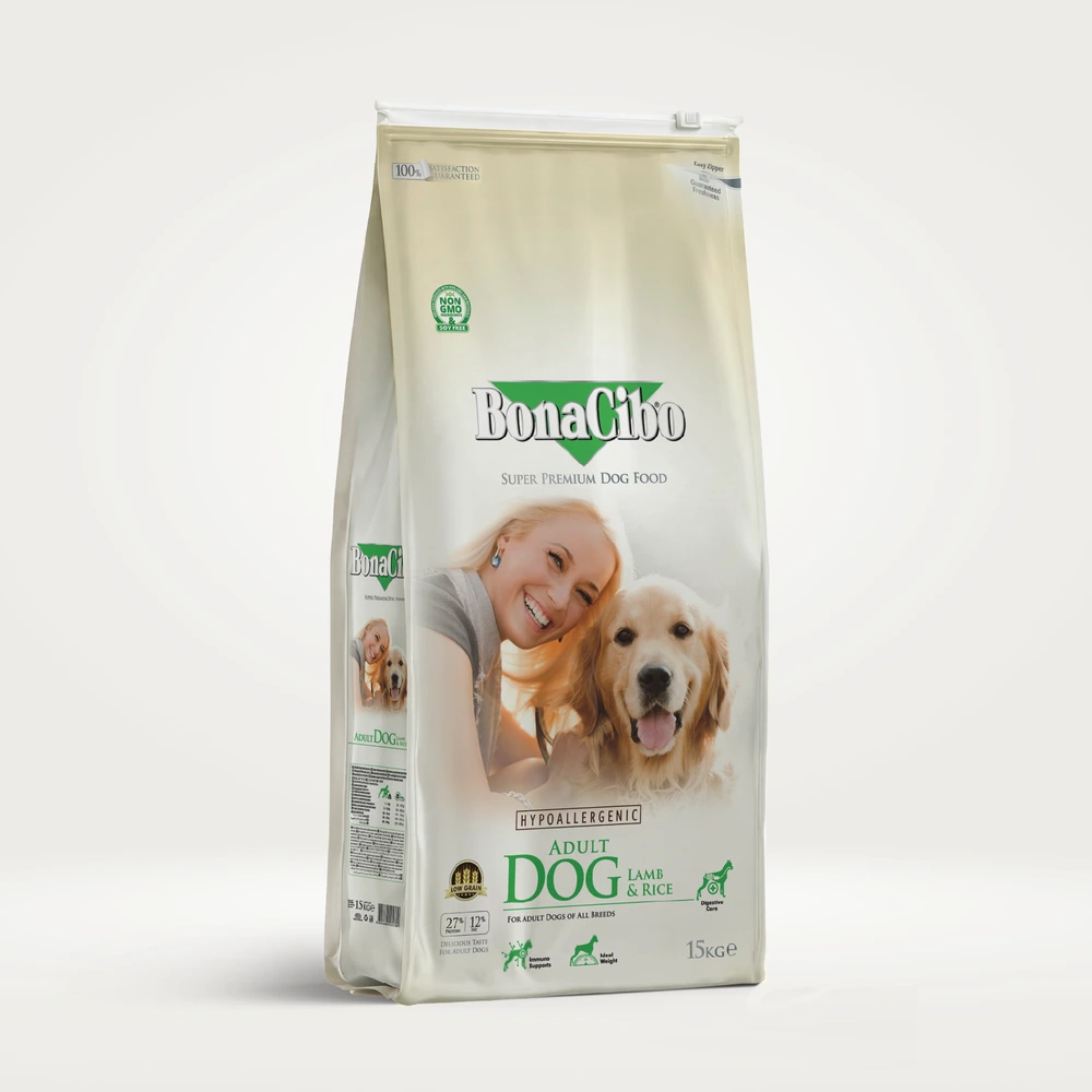 BonaCibo Kuzu Etli ve Pirinçli Yetişkin Köpek Maması 15 kg