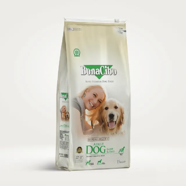 BonaCibo Kuzu Etli ve Pirinçli Yetişkin Köpek Maması 15 kg