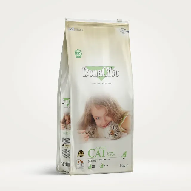 BonaCibo Kuzu Etli ve Pirinçli Yetişkin Kedi Maması 15 kg